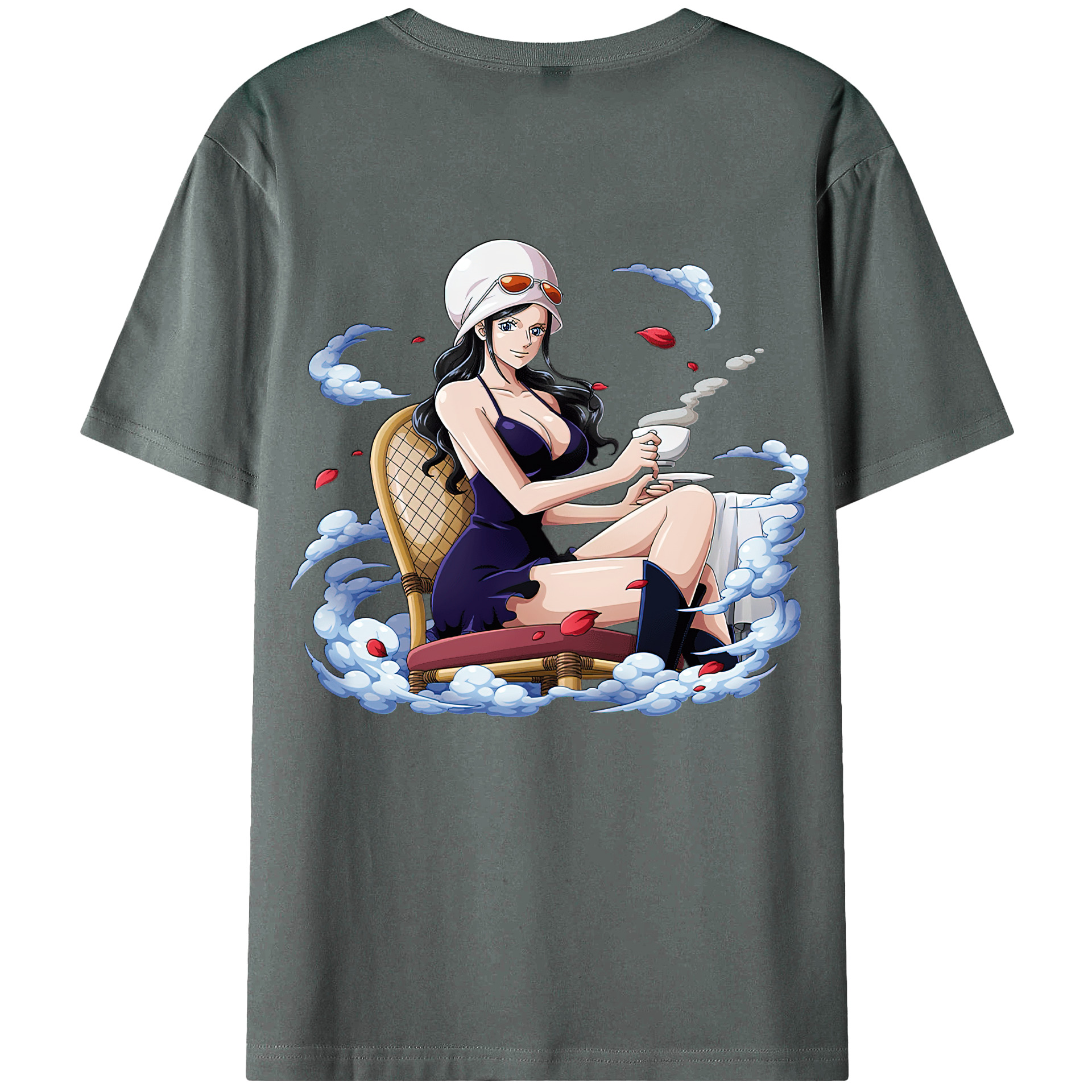 ワンピース ニコ・ロビン ONE PIECE Nico Robin 綿100％ メンズ半袖Tシャツ（バックプリント） 通気性